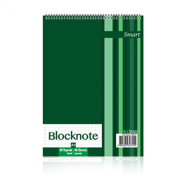 ÇINAR SMART A4 40 YP KARELİ NOT DEFTERİ 32313