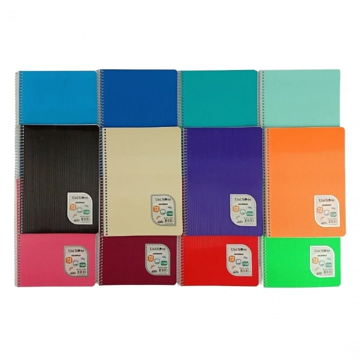 Çınar Uni Note PP Kapak Spiralli Okul Defteri Colormaxi 17x24cm 72yp Çizgili