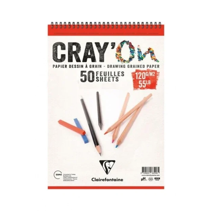 Clairefontaine Crayon Çizim Blok Üstten Spiralli 120gr A5 50 Sayfa
