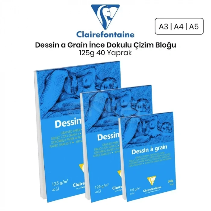 Clairefontaine Dessin A Grain İnce Dokulu Çizim Bloğu 125g 40 Yaprak