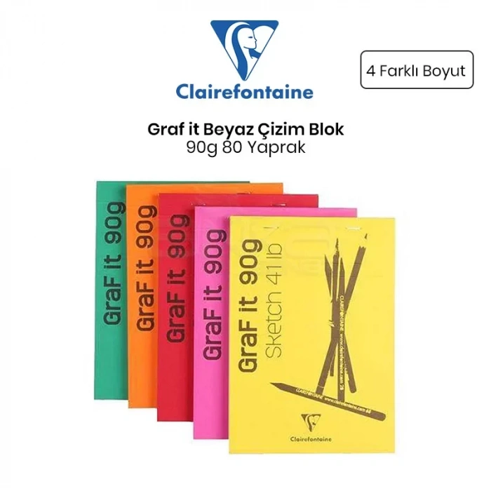 Clairefontaine Graf it Beyaz Çizim Blok 90g 80 Yaprak