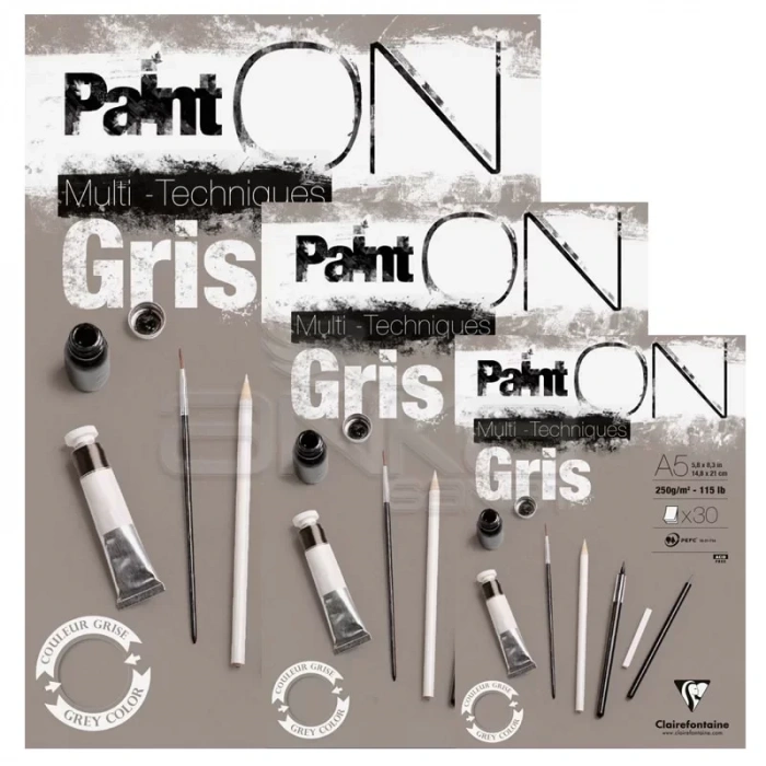 Clairefontaine Paint On Multi-Techniques 250g 30 Yaprak Gris