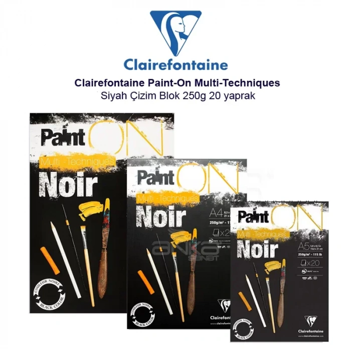 Clairefontaine Paint-on Multi-techniques Siyah Çizim Blok 250g 20 Yaprak