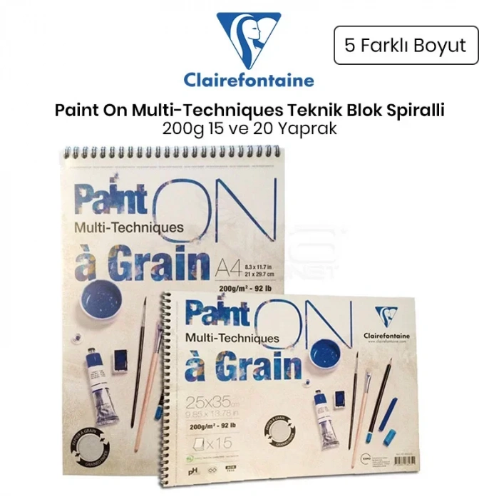 Clairefontaine Paint On Multi-techniques Teknik Blok Spiralli 200g