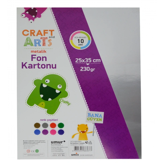 Craft And Arts Metalik Fon Kartonu 230 Gr 10lu 25x35 Poşetli
