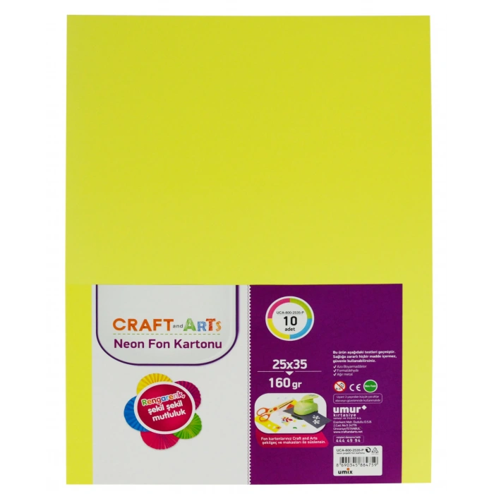 Craft And Arts Neon Fon Kartonu 160 Gr 10lu 25x35 Poşetli
