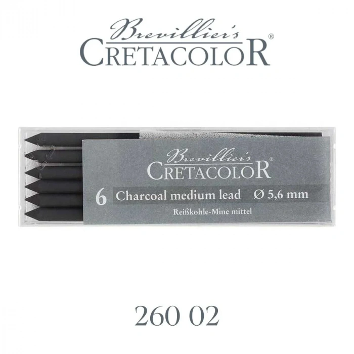 Cretacolor Charcoal Kömür Portmin Kalem Ucu 5.6mm 6lı Medium 26002