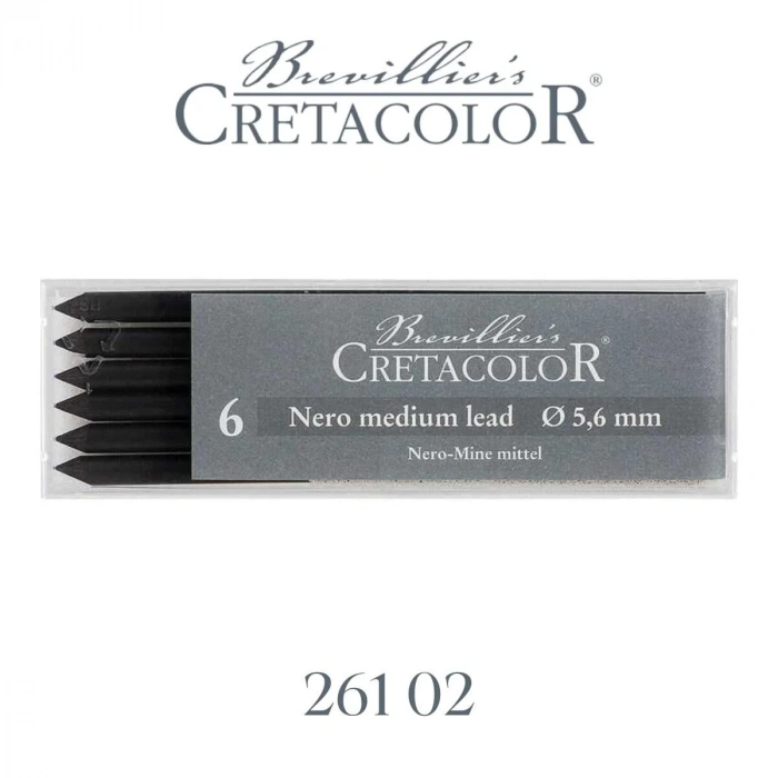 Cretacolor Portmin Kalem Ucu 5.6mm 6lı Nero Yağlı Kömür Medium 26102