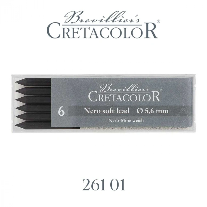Cretacolor Portmin Kalem Ucu 5.6mm 6lı Nero Yağlı Kömür Soft 26101