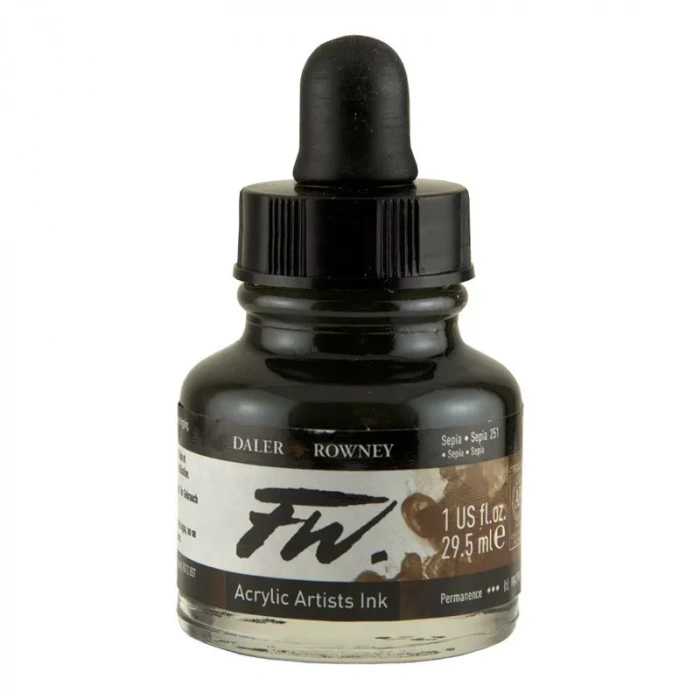 Daler Rowney FW Acrylic Artist Ink 29.5ml Cam Şişe Sepia 251