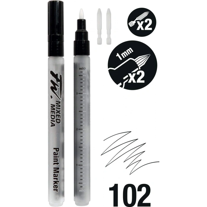 Daler Rowney FW Mix Paint Markers Seti S Sert Uç 1mm 2li Set