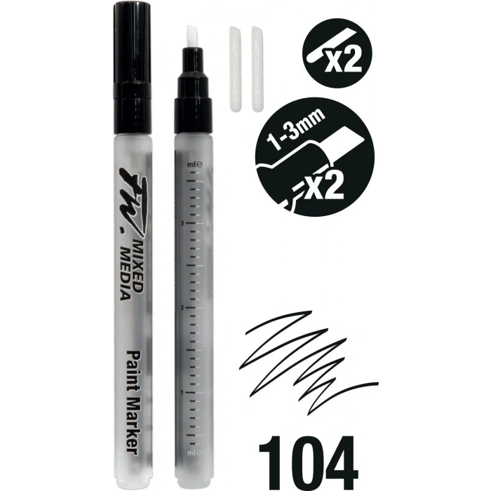 Daler Rowney FW Mix Paint Markers Seti S Yan Kesik Uç 1-3mm 2li Set