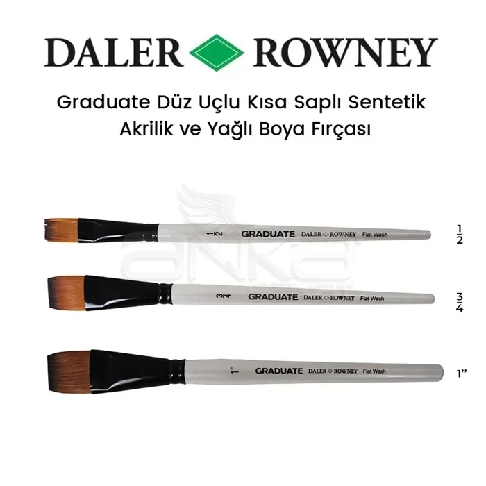 Daler Rowney Graduate Düz Uçlu Kısa Saplı Sentetik Fırça