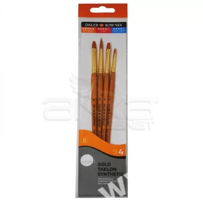 Daler Rowney Simply Gold Taklon Synthetic 4lü Fırça Seti Kod:403