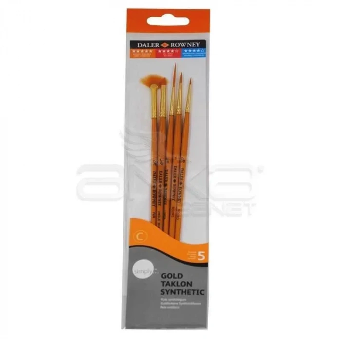 Daler Rowney Simply Gold Taklon Synthetic 5li Fırça Seti Kod:500