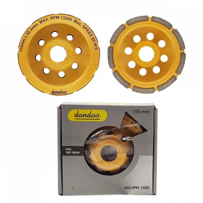 Dandoo 115 mm Tek Sıra Elmas Beton Taş Yüzey Silme Temizle Diski