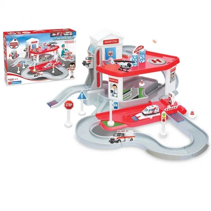 Dede Oyuncak İki Katlı Hastane Garaj Set Ve Mega Pisti 03347