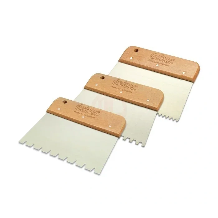 Dekor Hassan Fayans Tarağı Ahşap Saplı Kare Diş 12x12 Mm Paslanmaz Çelik 17 Cm