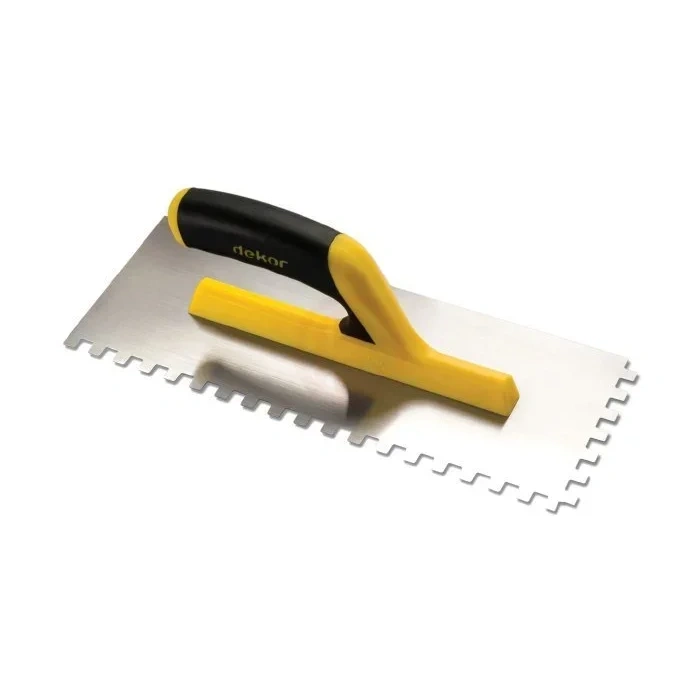 Dekor Hassan Seramik Malası Açık Plastik Saplı Kare Diş 4x4 Mm Paslanmaz Çelik 30 Cm