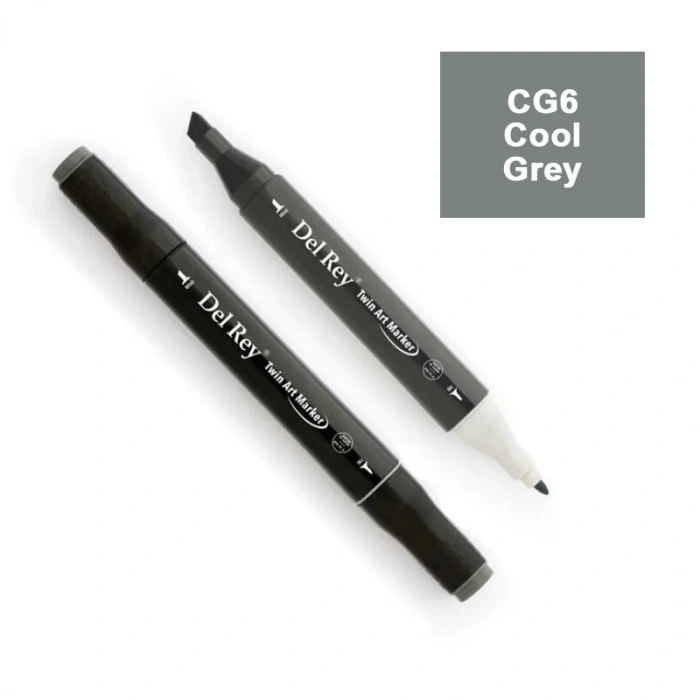 DEL REY TWIN MARKER CG6 COOL GREY ÇİFT UÇLU GRAFİK KALEMİ MN-DRCG6