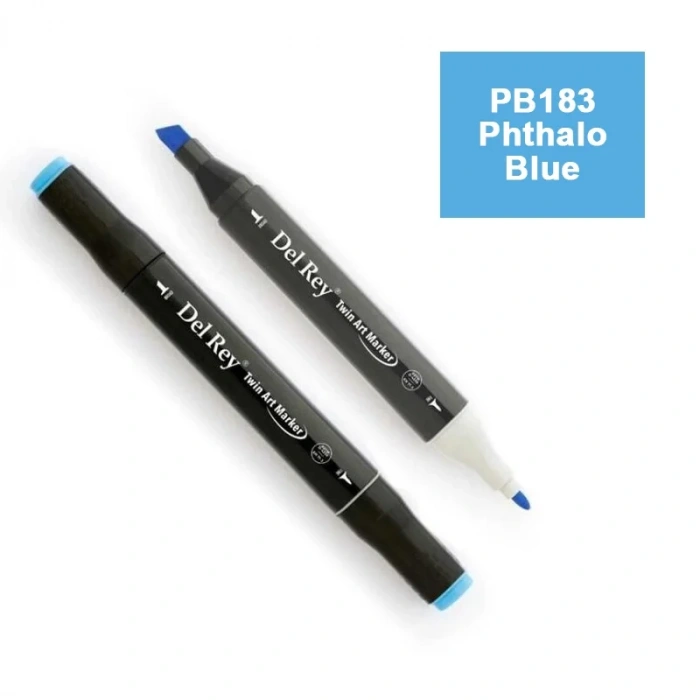 DEL REY TWIN MARKER PB183 PHTHALO BLUE ÇİFT UÇLU GRAFİK KALEMİ MN-DR183