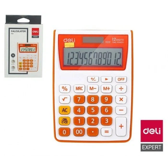 DELİ 1122 MASA ÜSTÜ HESAP MAKİNESİ 12 HANE TURUNCU