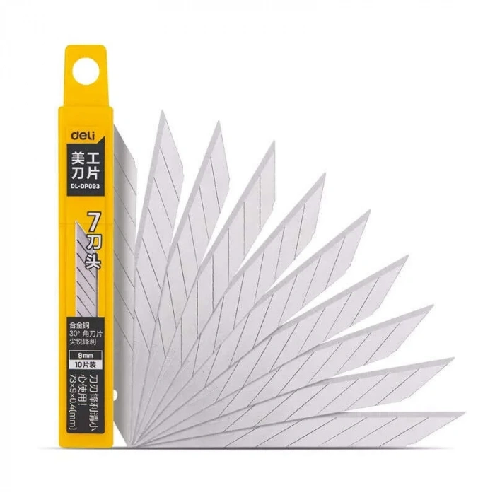 Deli 30 Derece Eğimli Dar Maket Bıçağı Yedeği 9 mm 10lu Paket