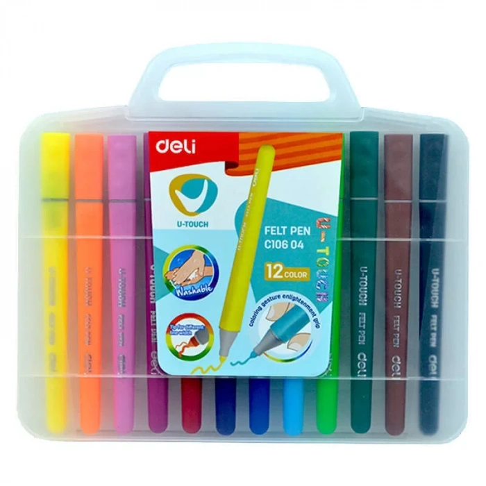 Deli C10604 U-touch Keçeli Kalem 12 Renk Çantalı