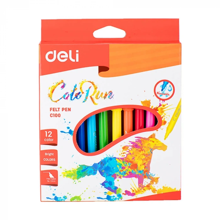 Deli Color Run Keçeli Kalem Karton Kutu 12’li C10000