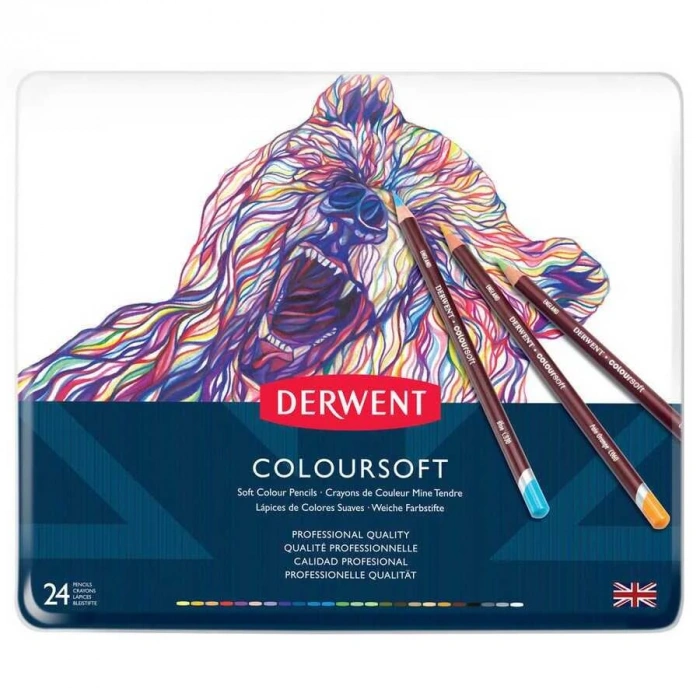 Derwent Coloursoft Metal Kuru Boya Teneke Kutu 24lü