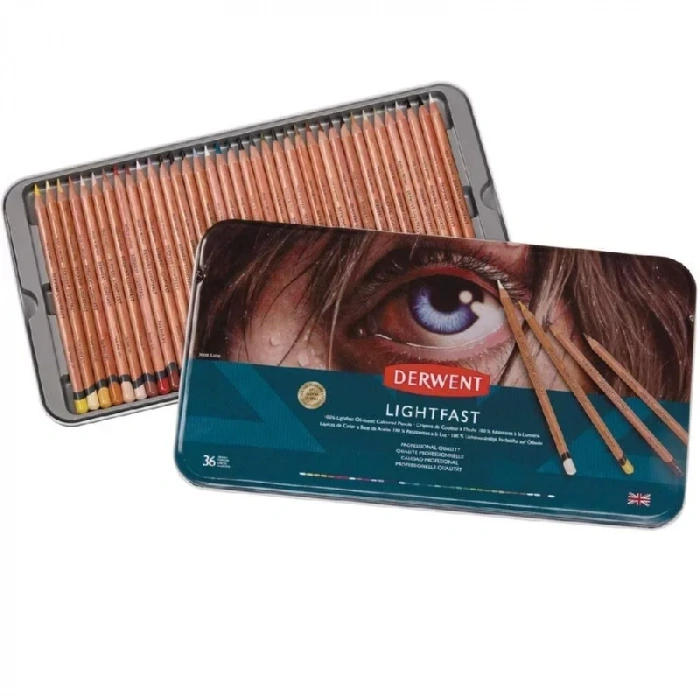 DERWENT LIGHTFAST 36 RENK BOYA KALEMİ TENEKE KUTU 2302721