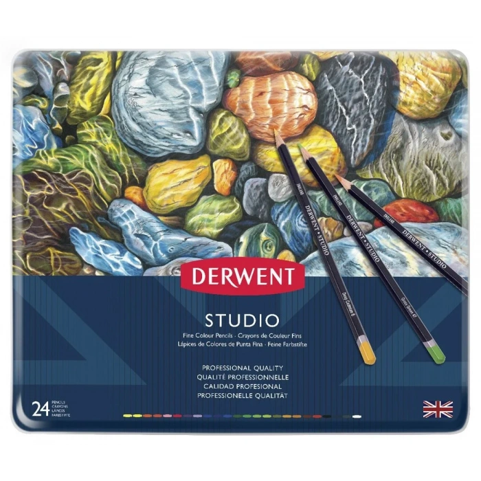 Derwent Studio Pencils Kuruboya Kalemi 24lü Teneke Kutu