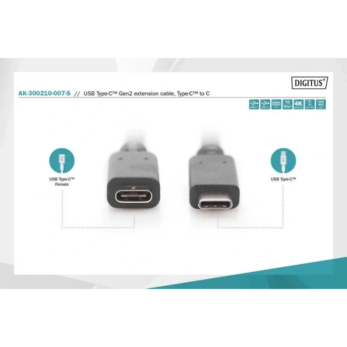Digitus Ak-300210-007-s Usb C Uzatma Kablo 0.7m
