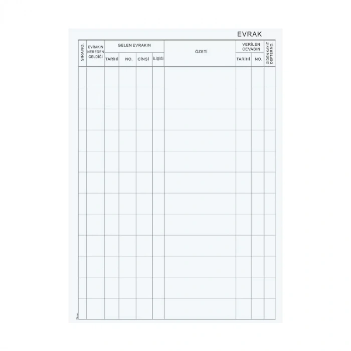 Dilman Evrak Kayıt Defteri 96 Yaprak Ciltli
