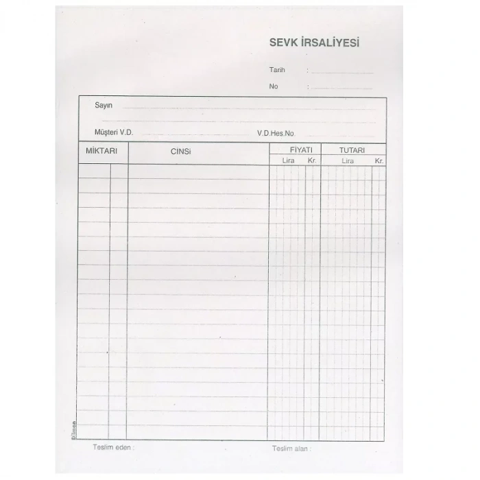 Dilman İrsaliye 2/50 2 N Otokopili