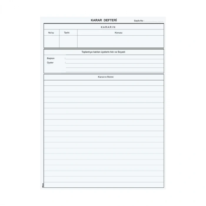 DİLMAN MÜDÜR KURULU KARAR DEFTERİ KARTON KAPAK