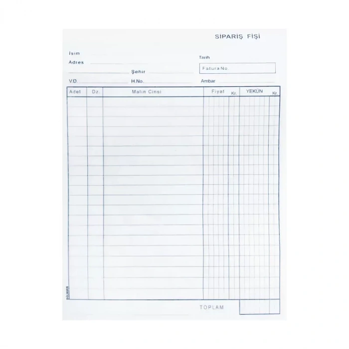 DİLMAN SİPARİŞ FİŞİ 3x50 3 NÜSHA