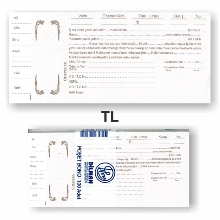 Dilman Tl Senet Koçanı 100 Lü