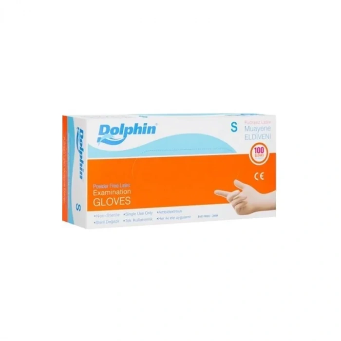 DOLPHİN PUDRASIZ LATEKS MUAYENE ELDİVENİ SMALL 100LÜ