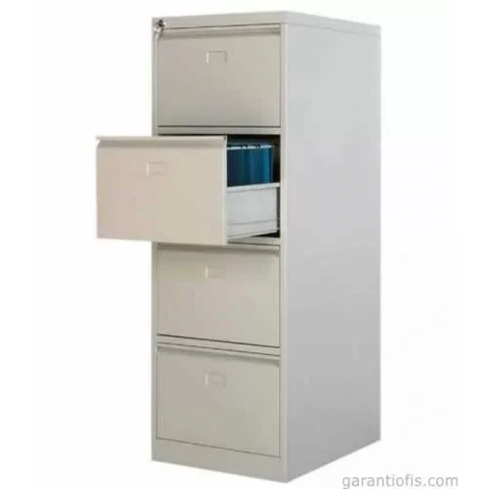 Dört Çekmeceli Metal Kartoteks Askılı Dosya Dolabı Gri