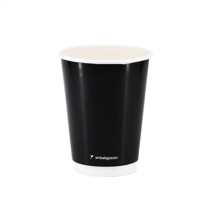 Double Wall Siyah Karton Bardak 14 oz - 25 Adet