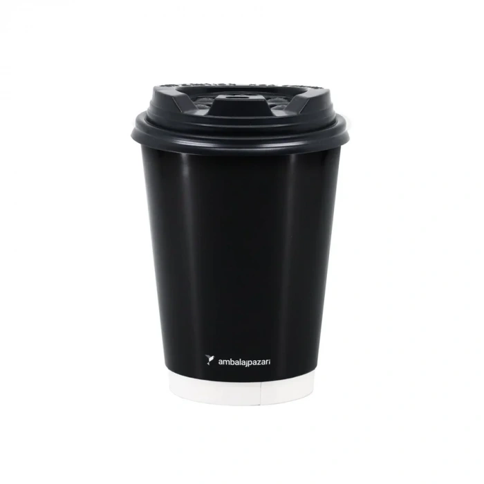 Double Wall Siyah Karton Bardak 14 Oz - 25 Adet