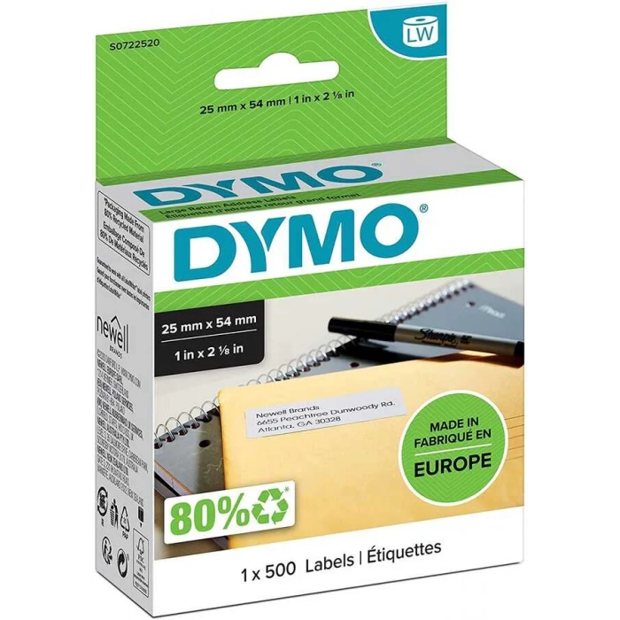 DYMO 11352 LW Adres Etiketi 25x54mm 1inç x 2-1/8inç 500 lü Paket