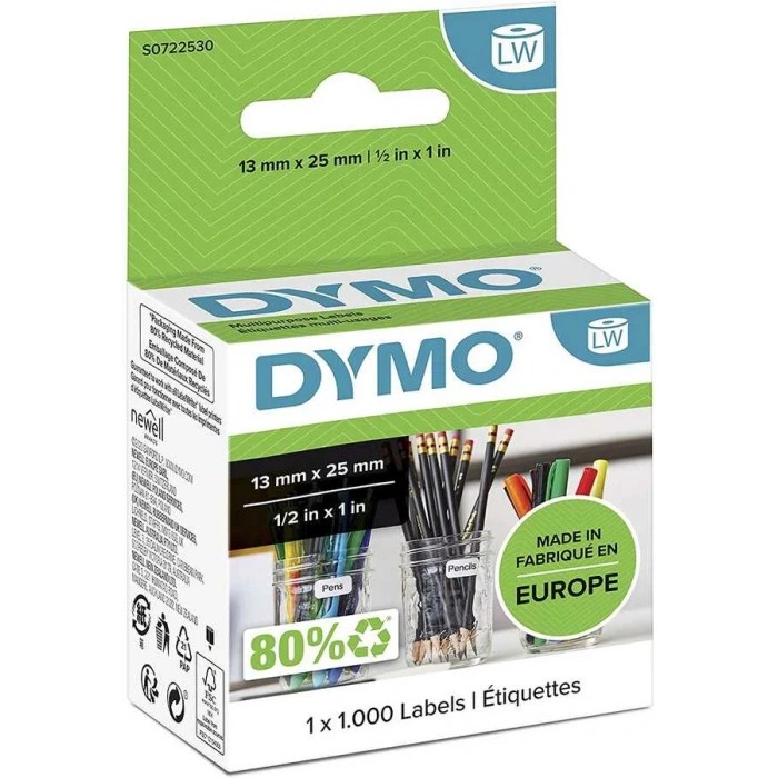 DYMO 11353 LW Çok Amaçlı Etiket 13mmx25mm  1/2inç x 1inç / 1000 li Paket