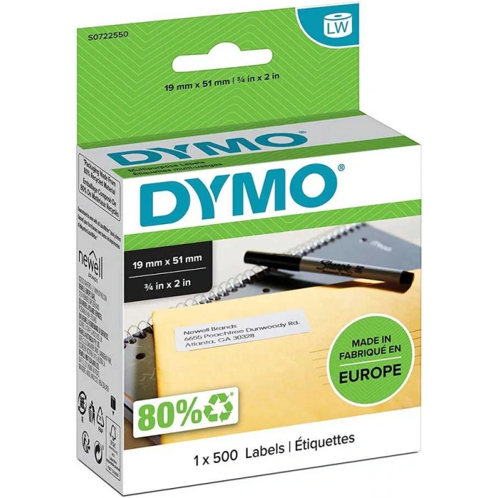 DYMO 11355 LW Çok Amaçlı Etiket 19x51mm 3/4 inç x 2 inç / 500 lü Paket