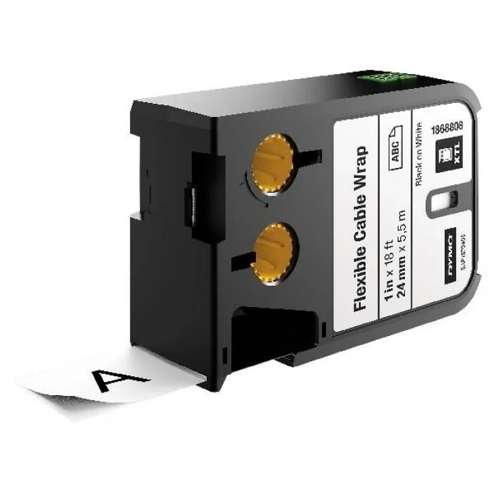 DYMO 1868808 XTL Esnek Naylon Kablo Etiketi 24mmx5,5m Beyaz/Siyah