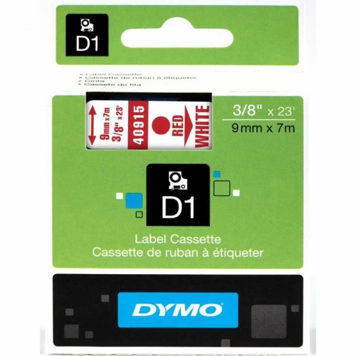 DYMO 40915 Beyaz/Kırmızı D1 Yedek Şerit (9 mm x 7 mt)