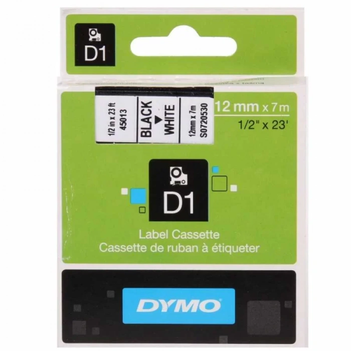 Dymo 45013 Beyaz/siyah D1 Yedek Şerit (12 Mm X 7 Mt)