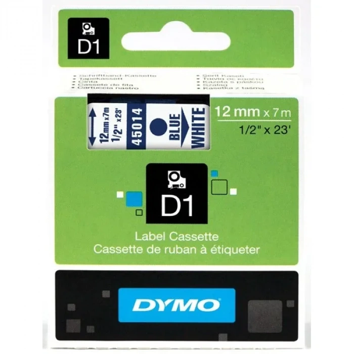 Dymo D1 Şerit Standart 12 MMx7 MT Beyaz Üzerine Mavi 45014 S0720540