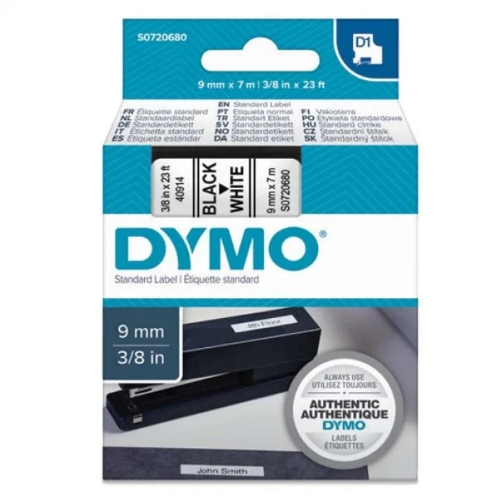Dymo D1 Şerit Standart 9 MMx7 MT Beyaz Üzerine Siyah 40913-41913  S0720680